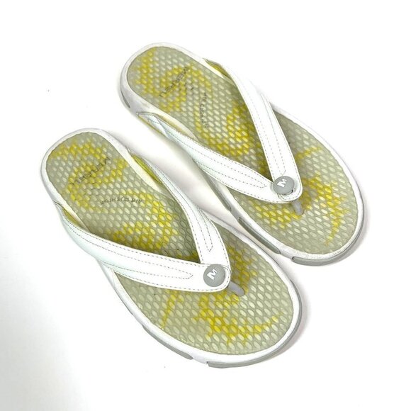 Merrell Astral Thong Waterproof Rubber Sandals White/Yellow Size 8 #0207-J36238 - Picture 2 of 10